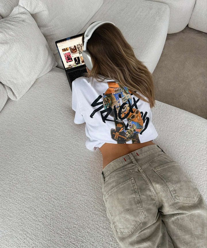 T-Shirt 'Stay Positive' Wit