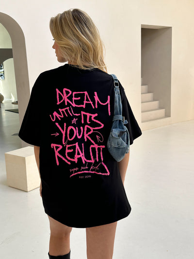 T-Shirt 'Dream' Zwart met roze