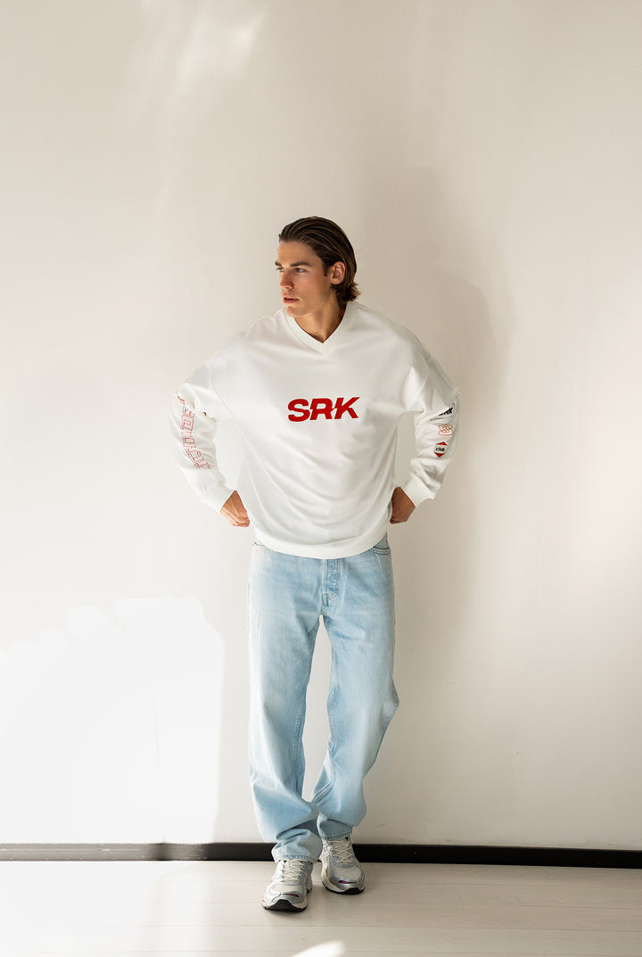 'Monaco Racing' Oversized Jersey 'Off White & Red'