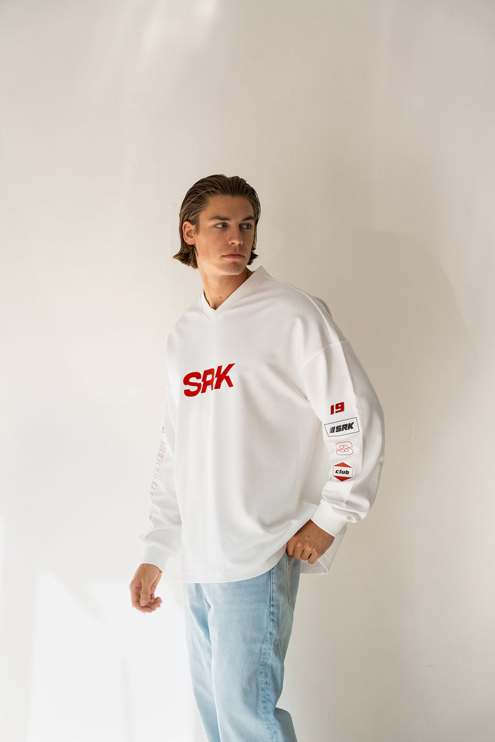 'Monaco Racing' Oversized Jersey 'Off White & Red'