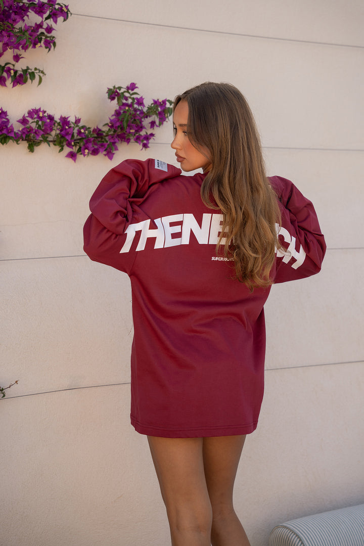 'THE NEW RICH' Longsleeve tee - Burgundy
