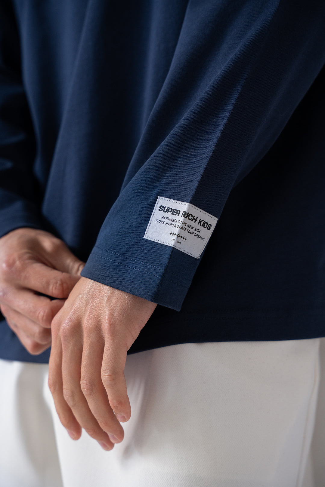 'Rich Life' Longsleeve Tee 'Navy & White'