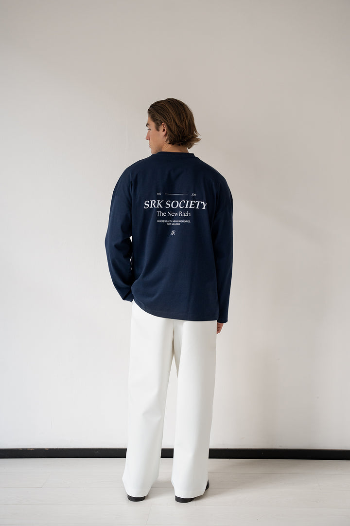 'SRK Society' Longsleeve Tee 'Navy & White'
