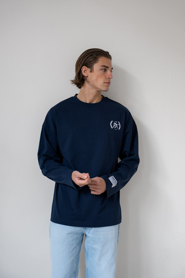 'SRK Society' Longsleeve Tee 'Navy & White'