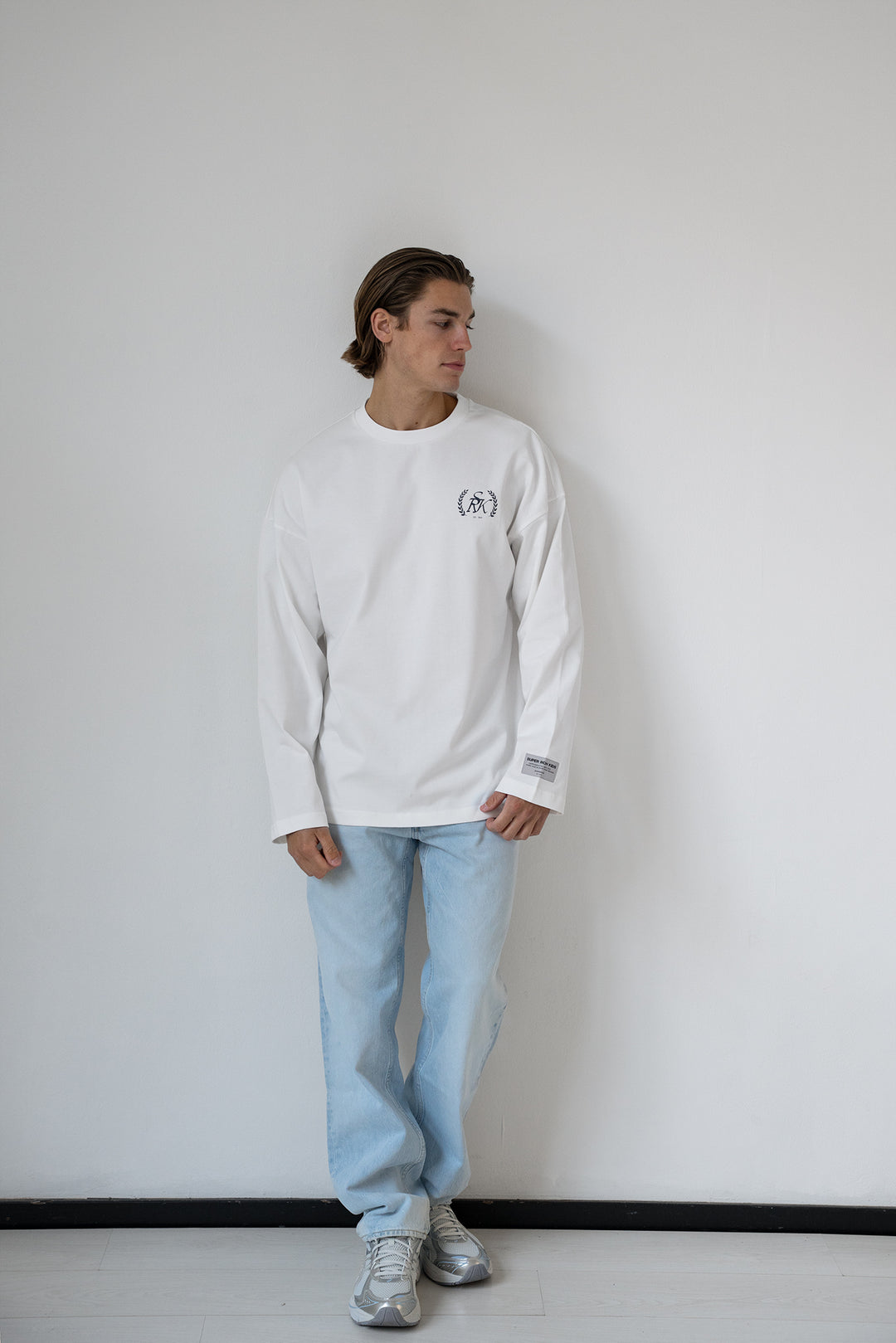 'SRK Society' Longsleeve Tee 'Off White & Navy'
