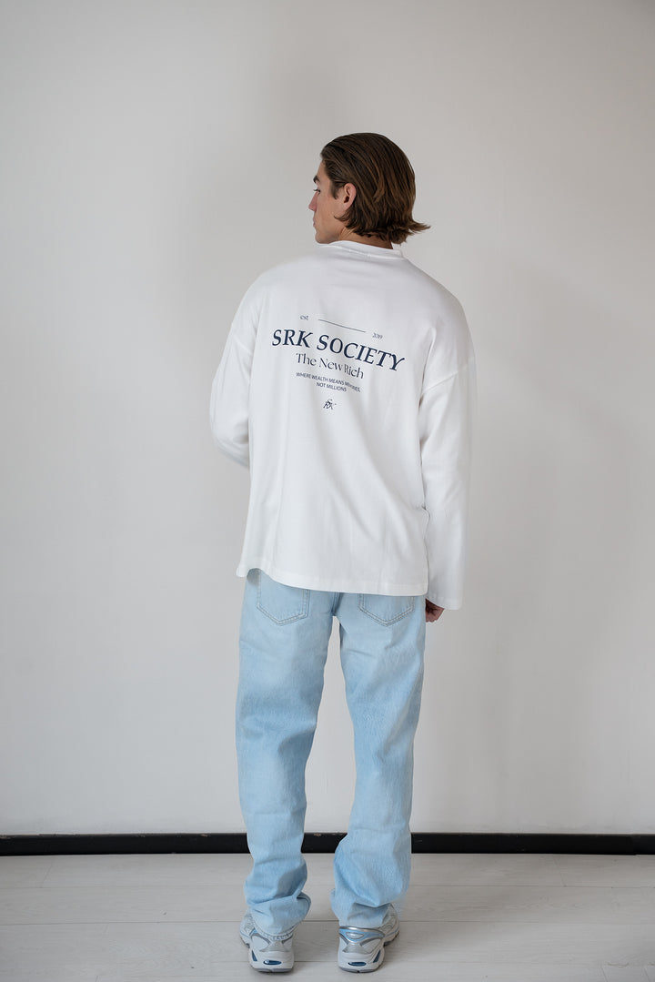 'SRK Society' Longsleeve Tee 'Off White & Navy'