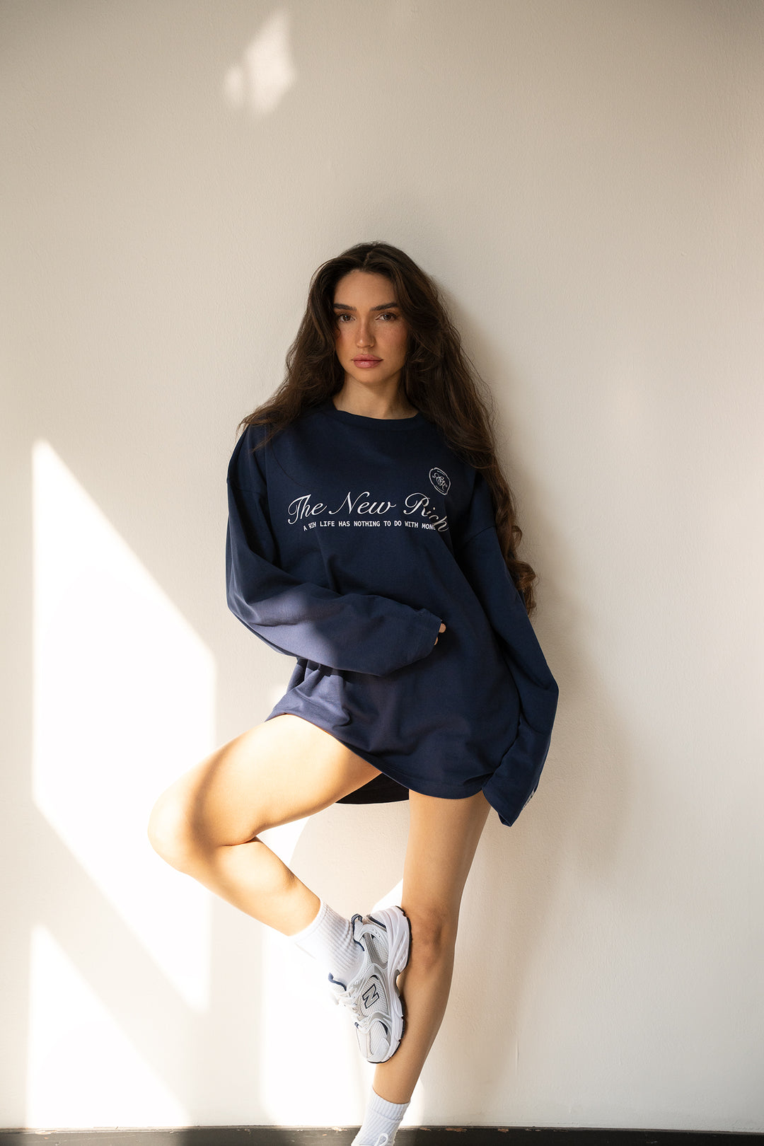 'Rich Life' Longsleeve Tee 'Navy & White'