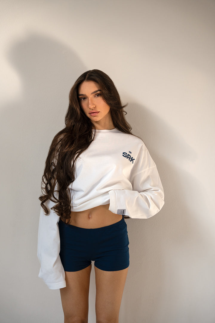 'THE NEW RICH' Longsleeve tee ‘Off white & Navy’