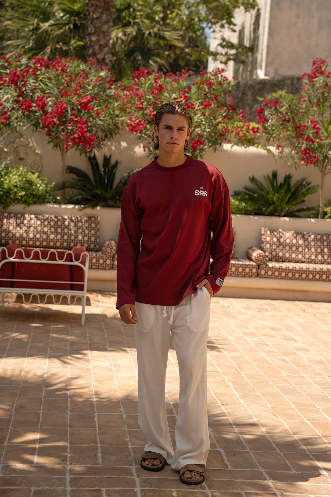 'THE NEW RICH' Longsleeve tee - Burgundy