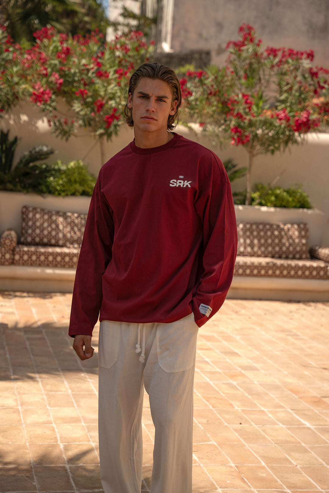 'THE NEW RICH' Longsleeve tee - Burgundy
