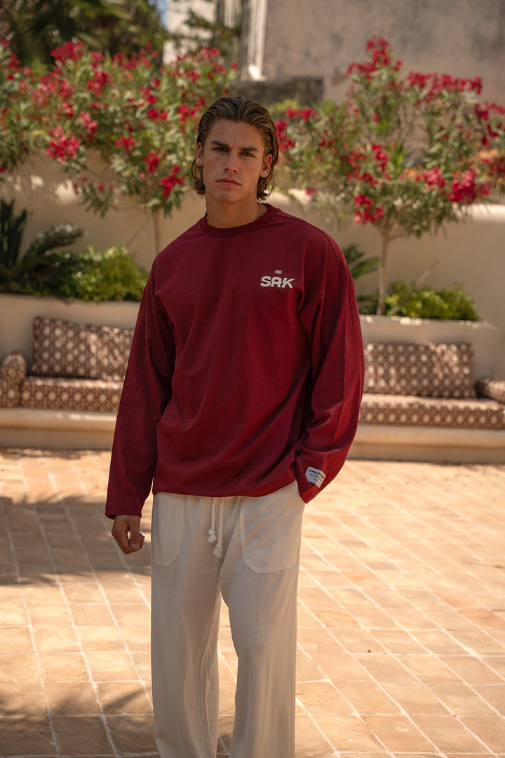 'THE NEW RICH' Longsleeve tee - Burgundy
