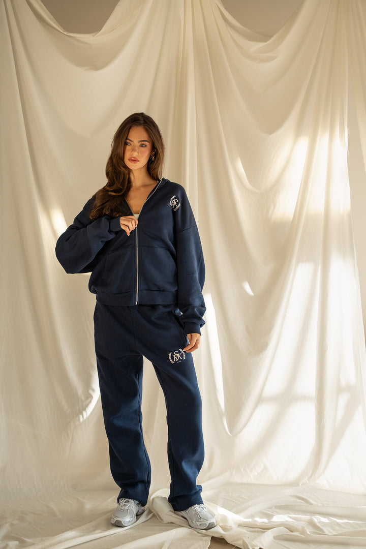 'The New Rich' Zip up Hoodie 'Navy'