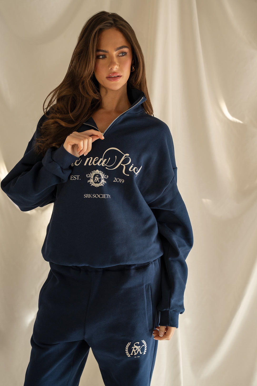 'The New Rich' Quarter Zip sweater 'Navy'