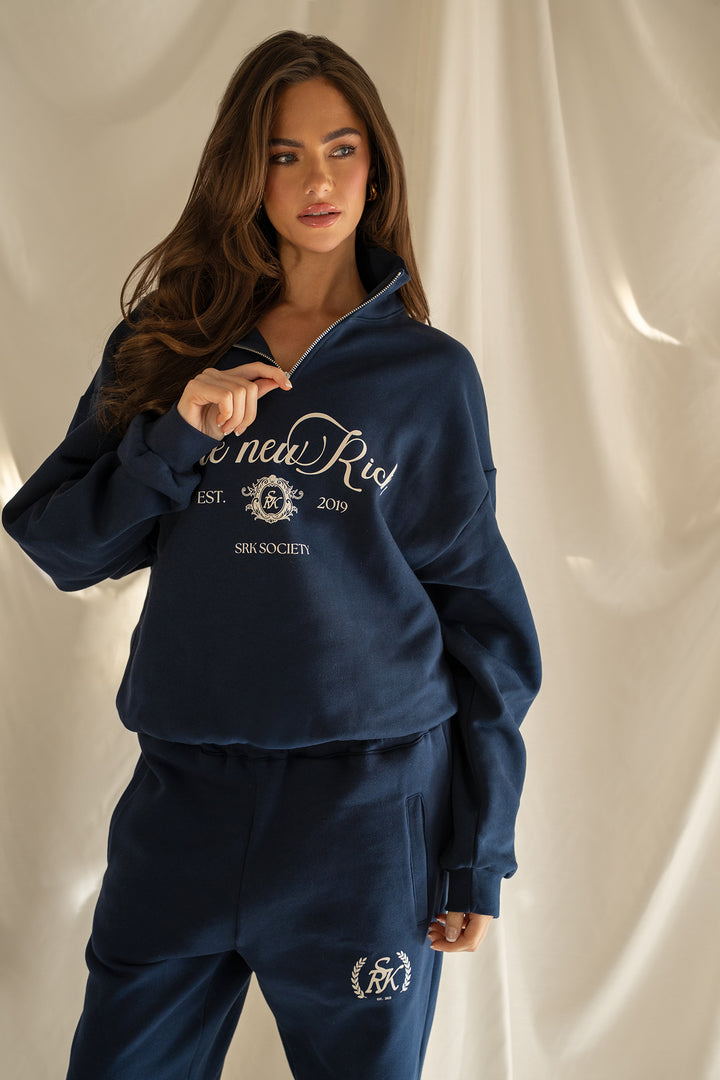 'The New Rich' Quarter Zip sweater 'Navy'
