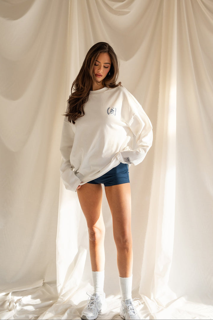 'SRK Society' Longsleeve Tee 'Off White & Navy'