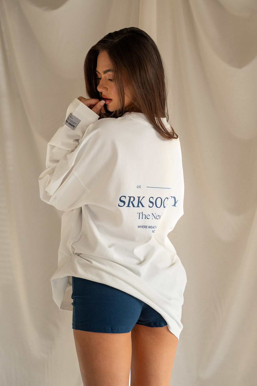 'SRK Society' Longsleeve Tee 'Off White & Navy'