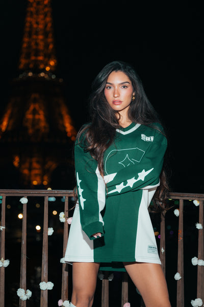 SRK 'PARIS' Oversized Jersey Green & Off white