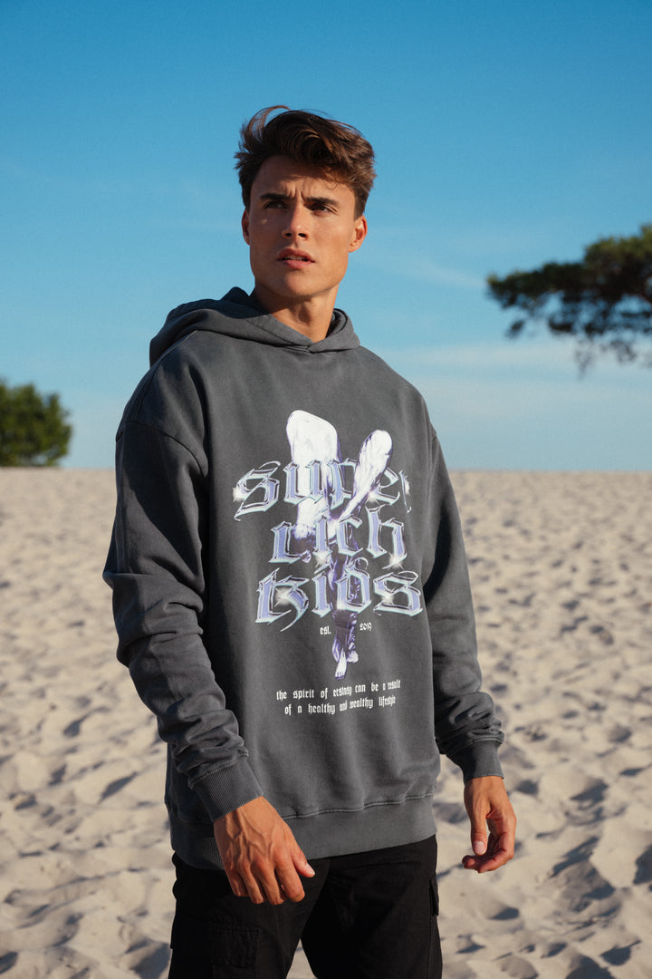Hoodie 'Spirit of Ecstacy' Acid Wash Grey