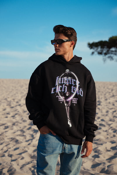 Hoodie 'Future Rich Kid' zwart met paars