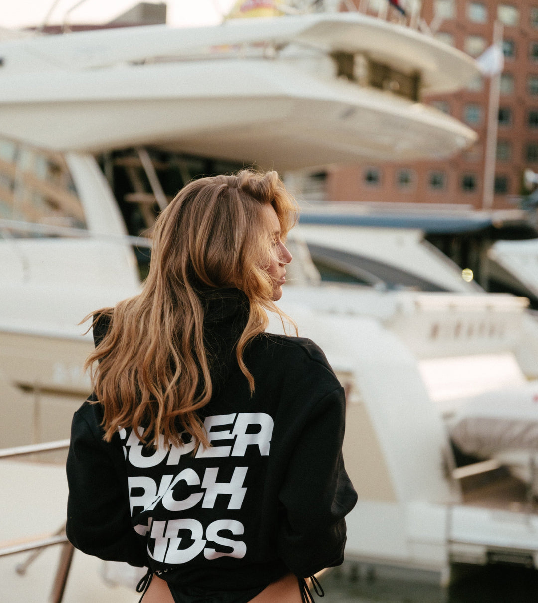 Hoodie Super Rich Kids zwart met wit