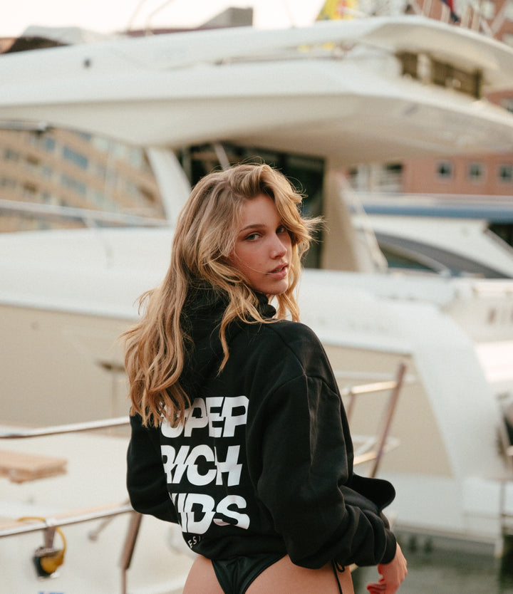 Hoodie Super Rich Kids zwart met wit