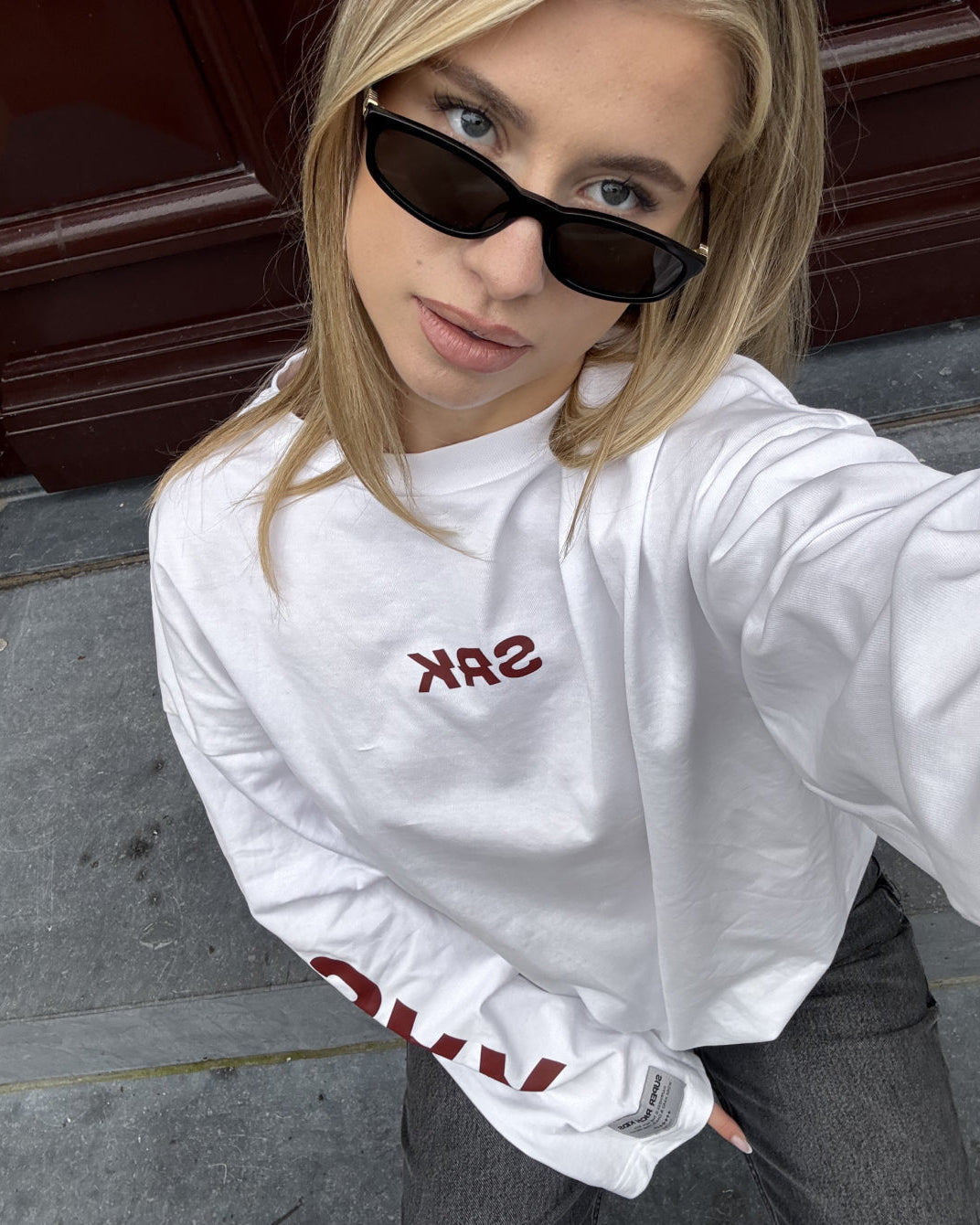 SRK Longsleeve tee 'Off White & Burgundy'