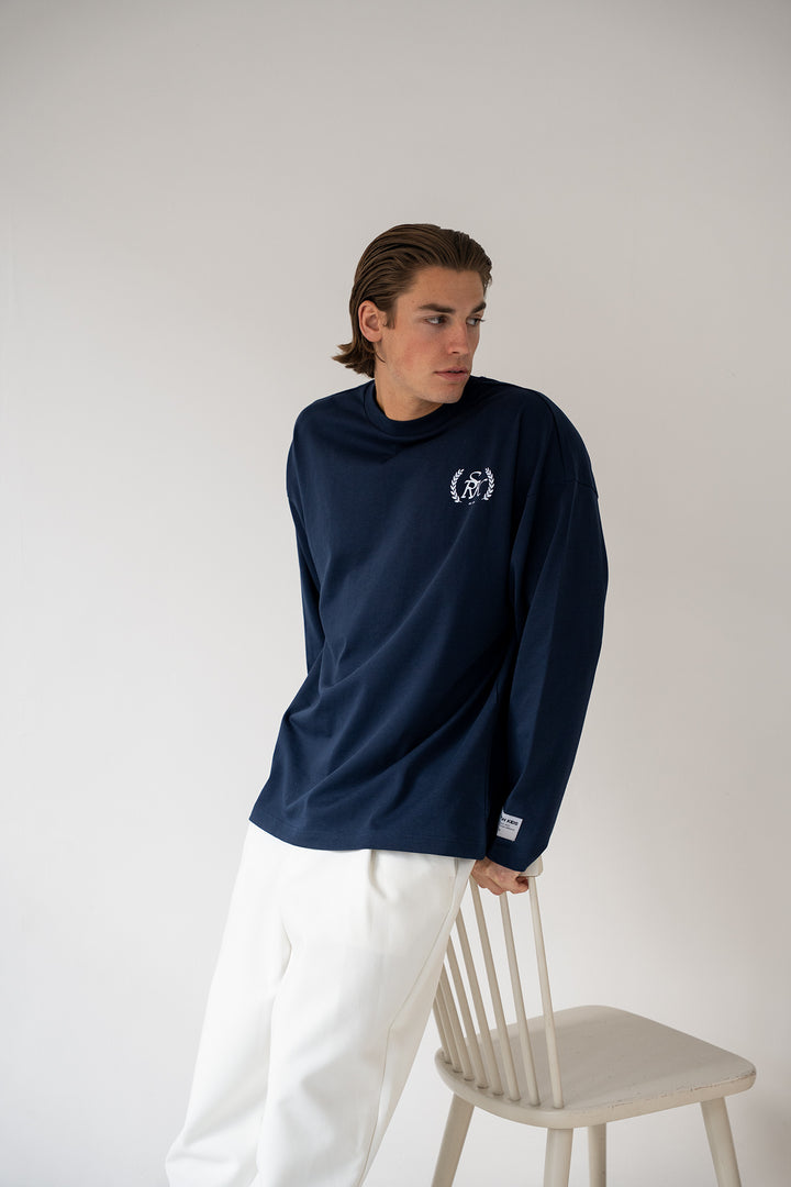 'SRK Society' Longsleeve Tee 'Navy & White'