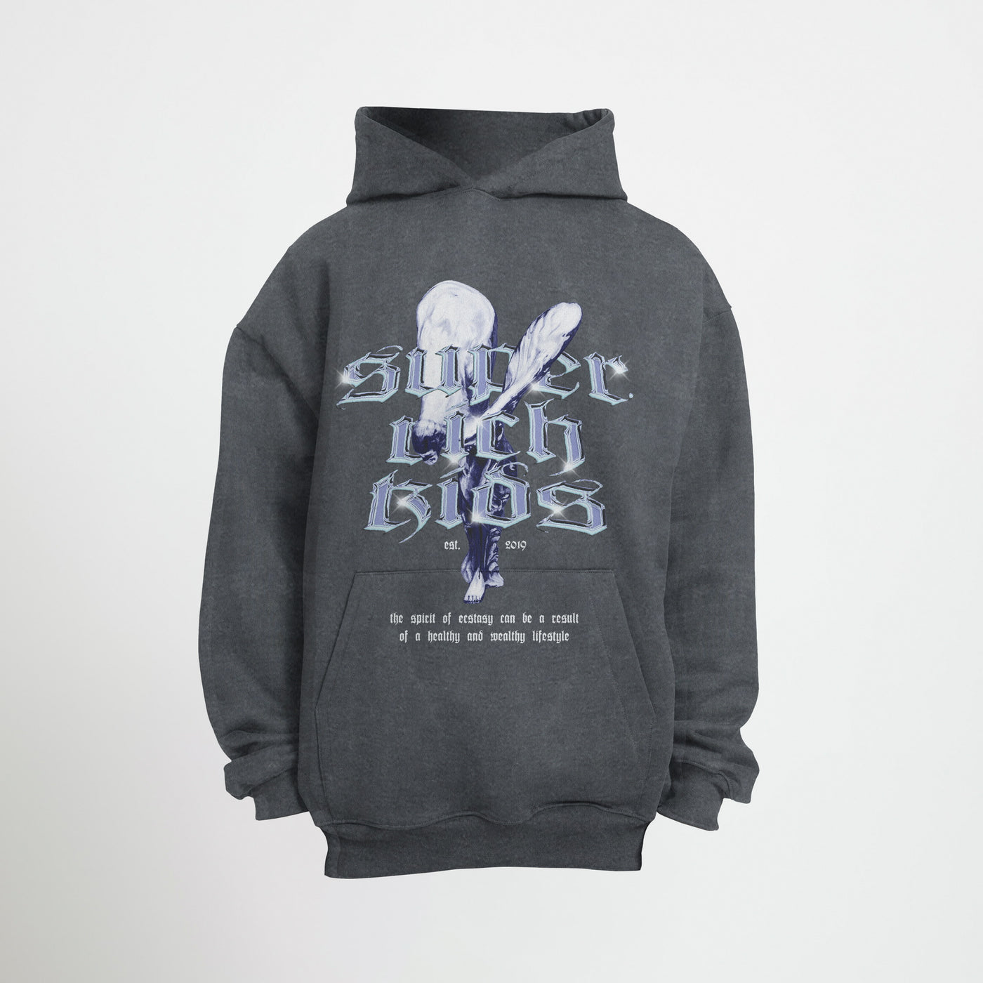 Hoodie 'Spirit of Ecstacy' Acid Wash Grey