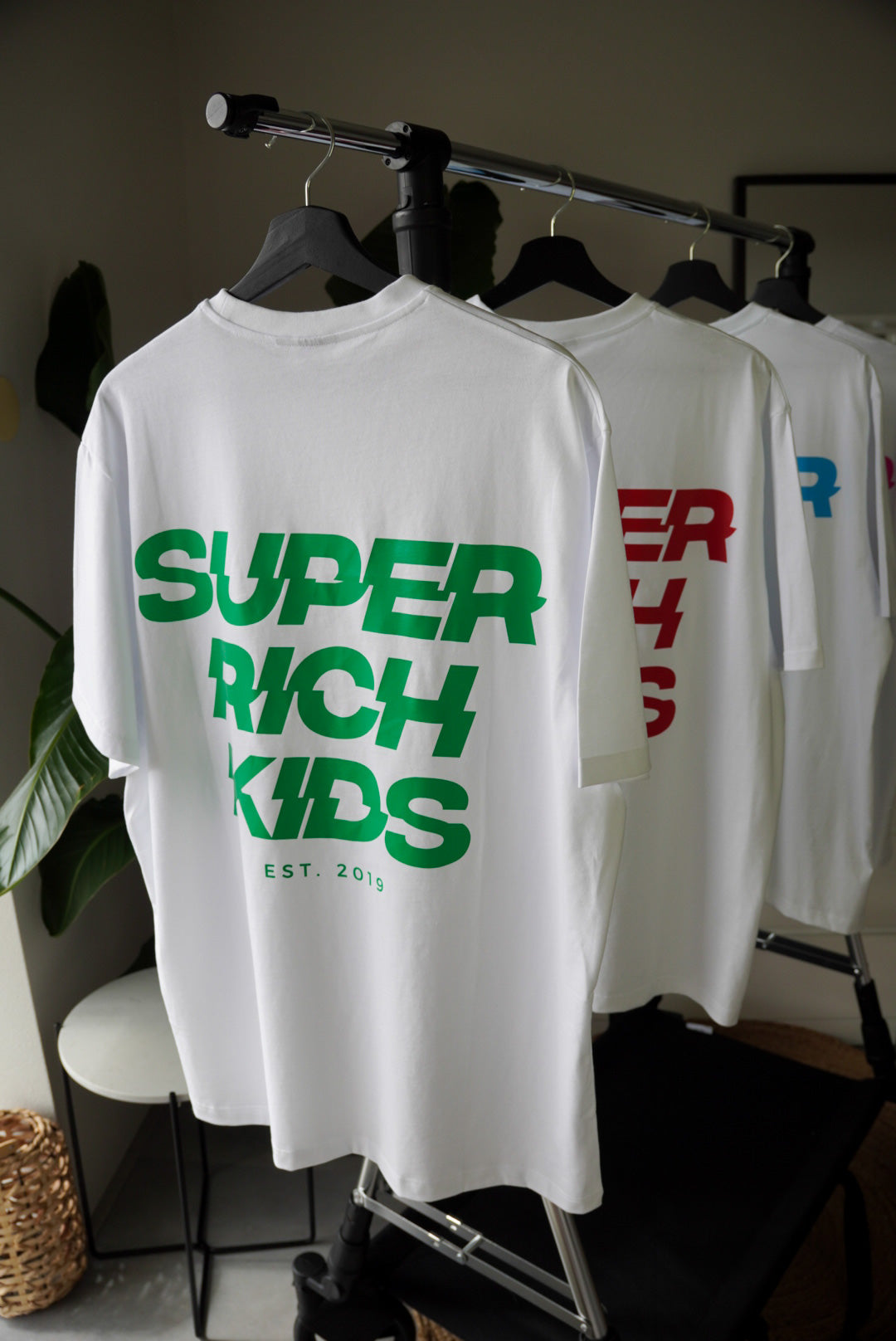 Super Rich Kids T-Shirt wit met bright green