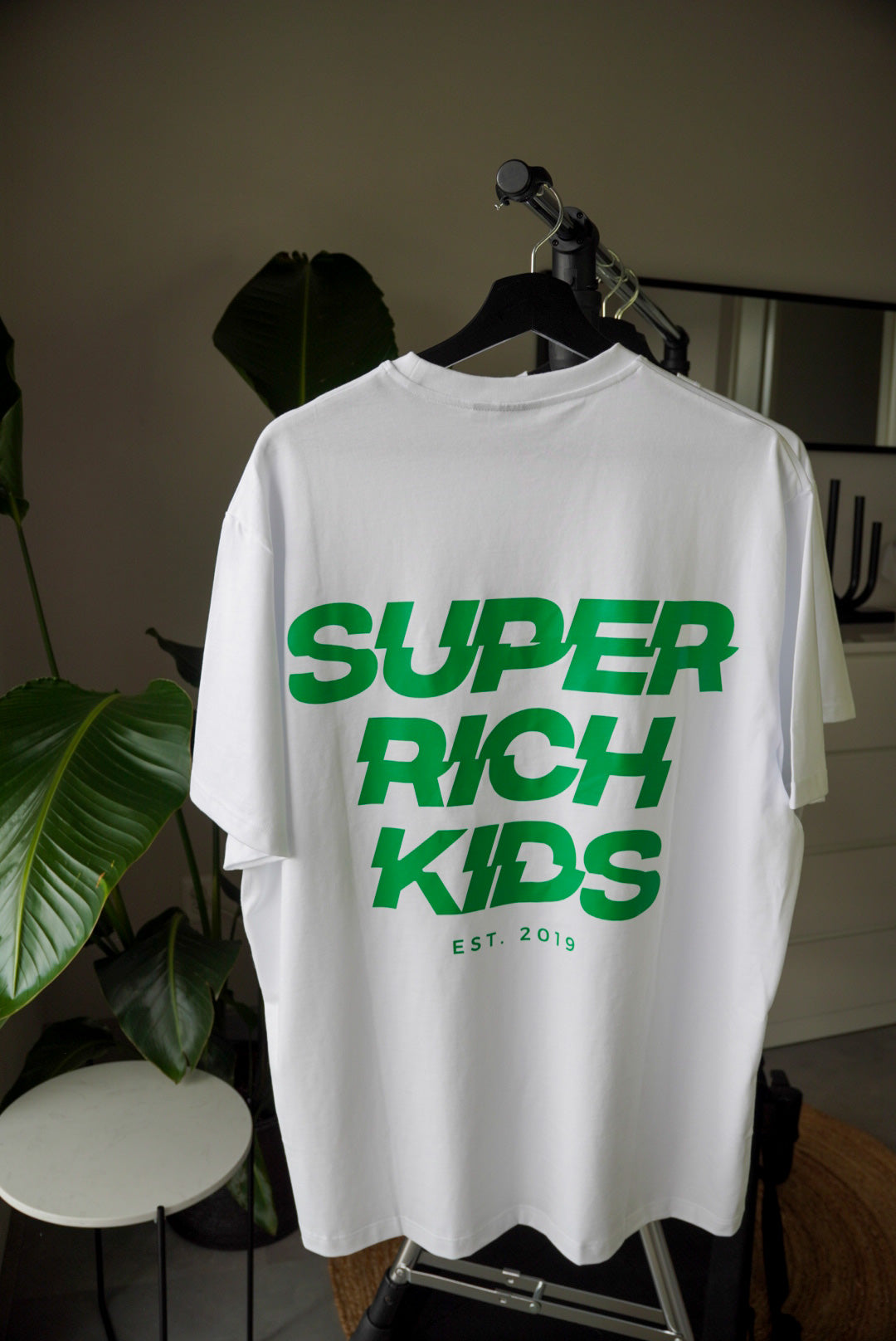 Super Rich Kids T-Shirt wit met bright green