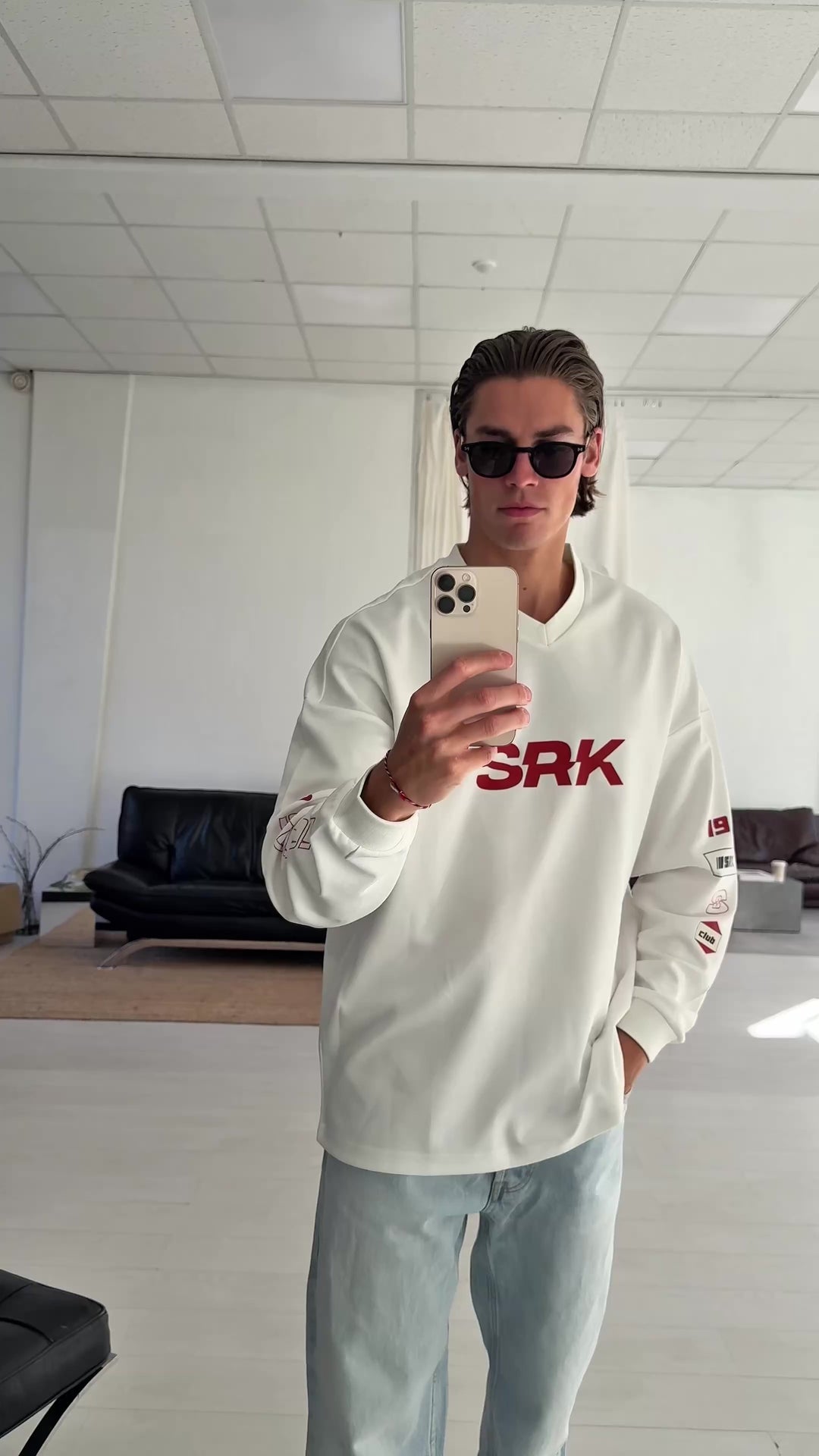 'Monaco Racing' Oversized Jersey 'Off White & Red'