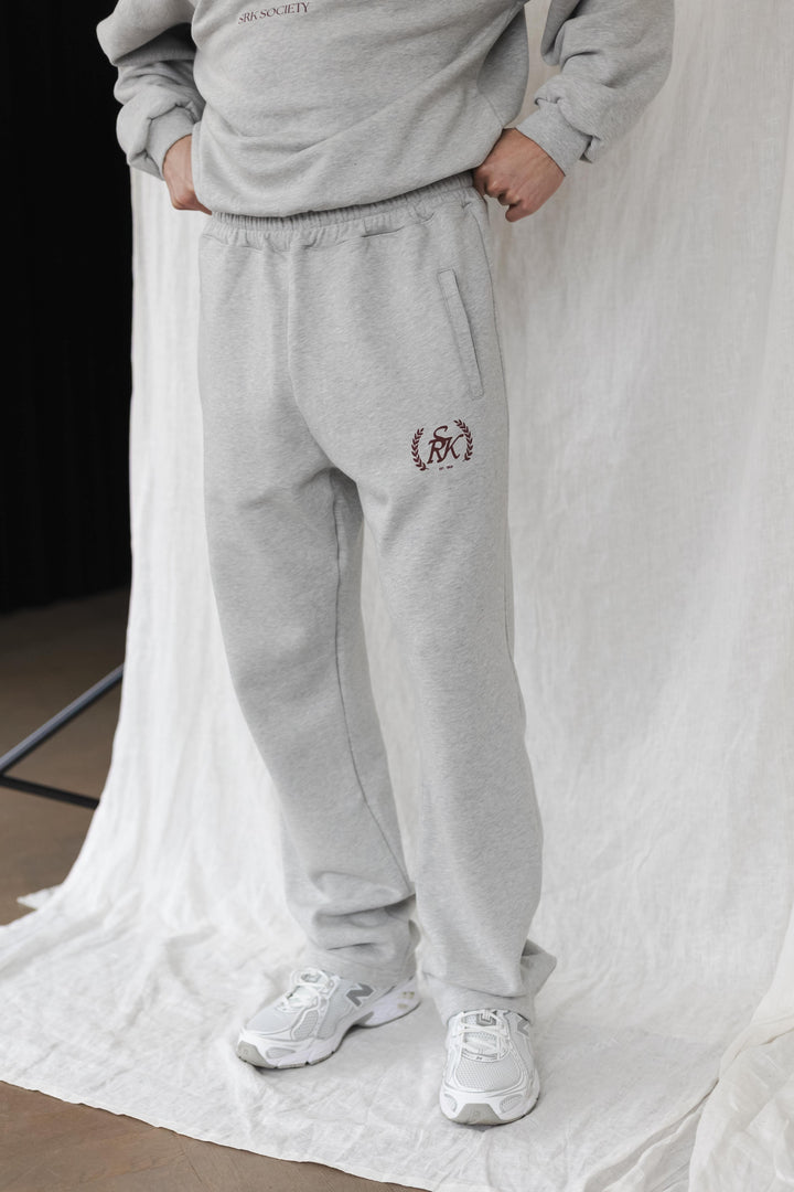 'The New Rich' Grey Melange & Burgundy Tracksuit