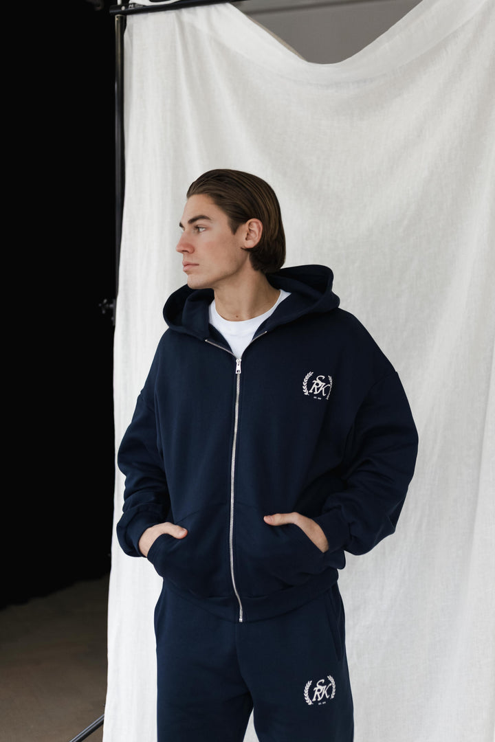 'The New Rich' Zip up Hoodie 'Navy'