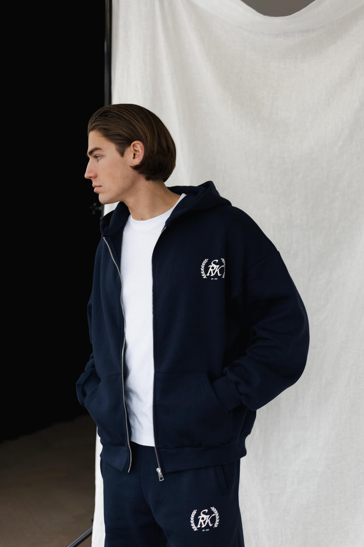 'The New Rich' Zip up Hoodie 'Navy'