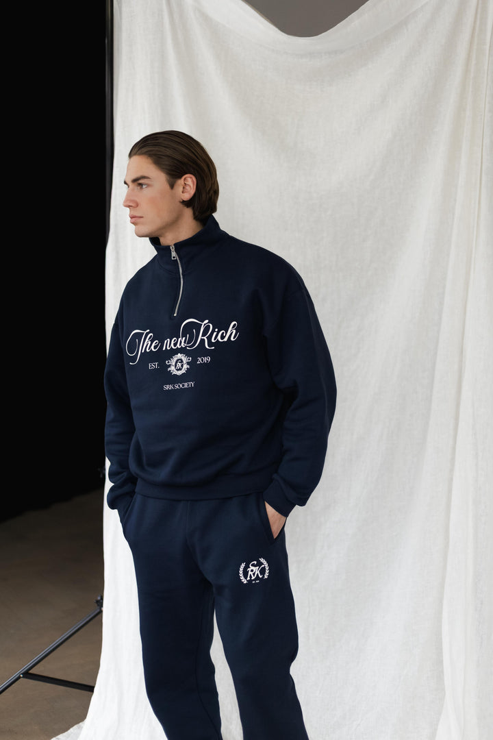 'The New Rich' Quarter Zip sweater 'Navy'