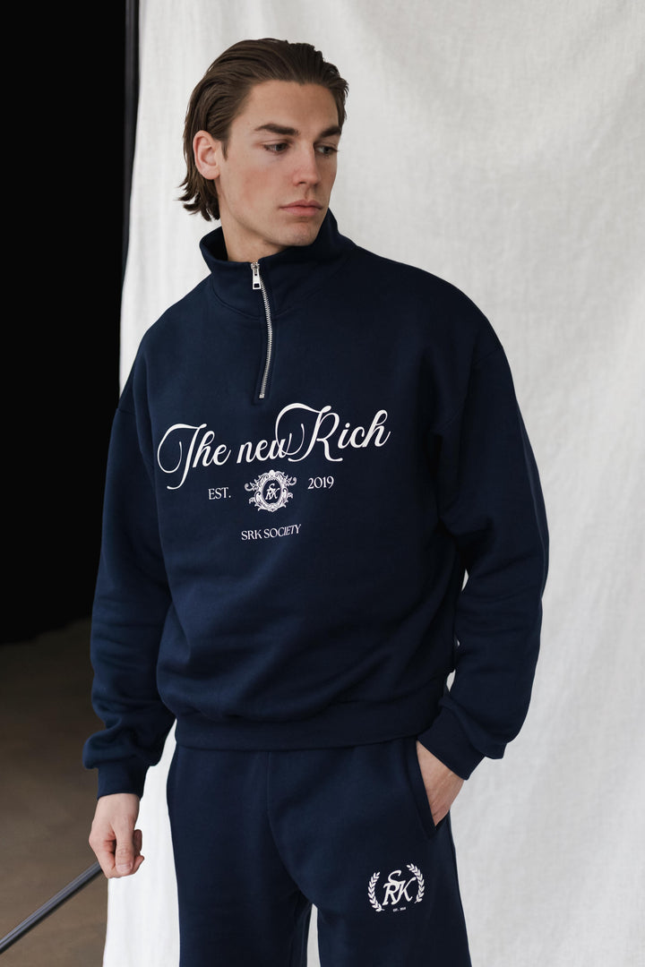 'The New Rich' Quarter Zip sweater 'Navy'
