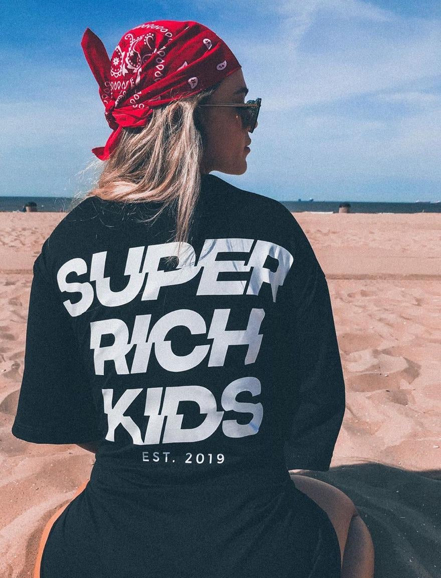 Super Rich Kids T-Shirt zwart met wit
