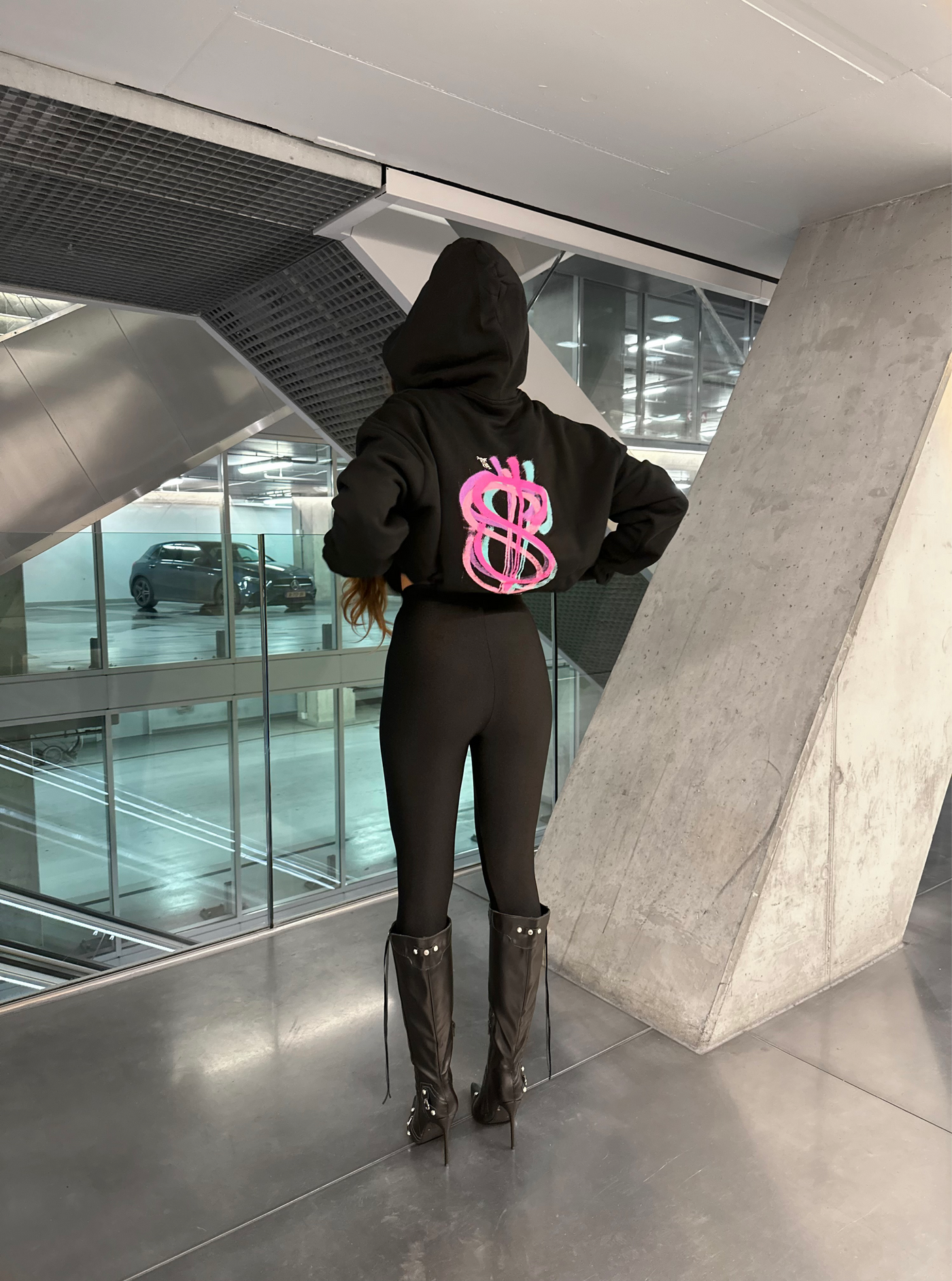 Hoodie Brushed dollar roze