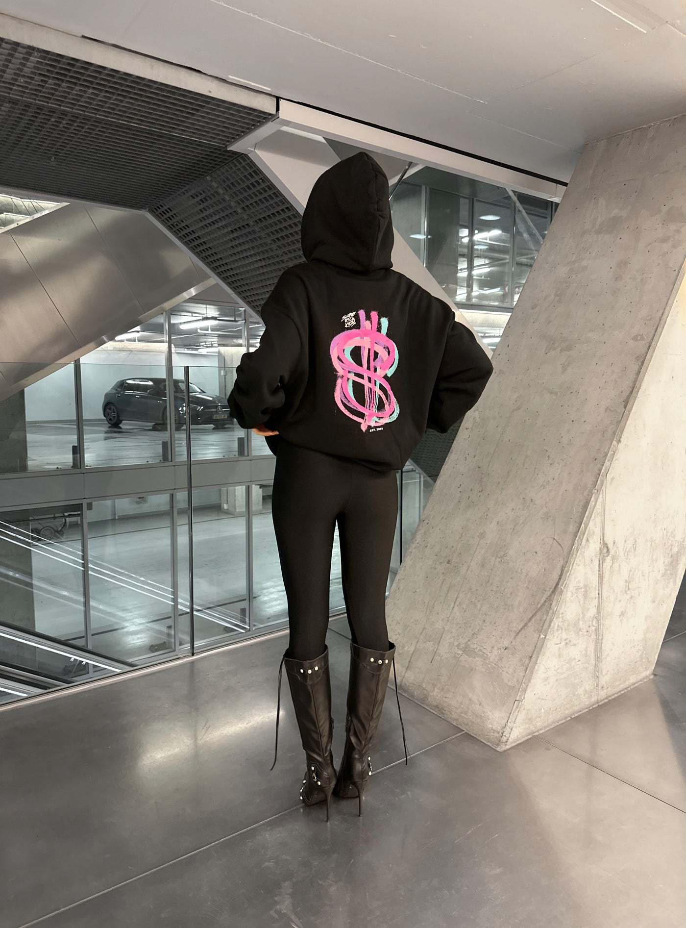 Hoodie Brushed dollar roze