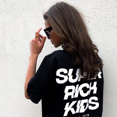 Super Rich Kids T-Shirt zwart met wit